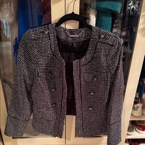 White House Black Market Textured Black and White Blazer